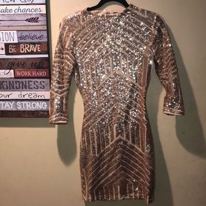 Vicci Rose Gold backless sequined dress